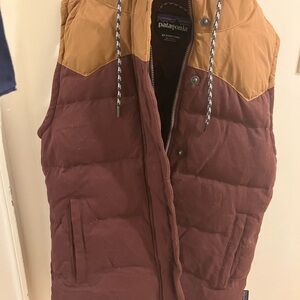 Patagonia Women’s Maroon and Tan Puffer Vest